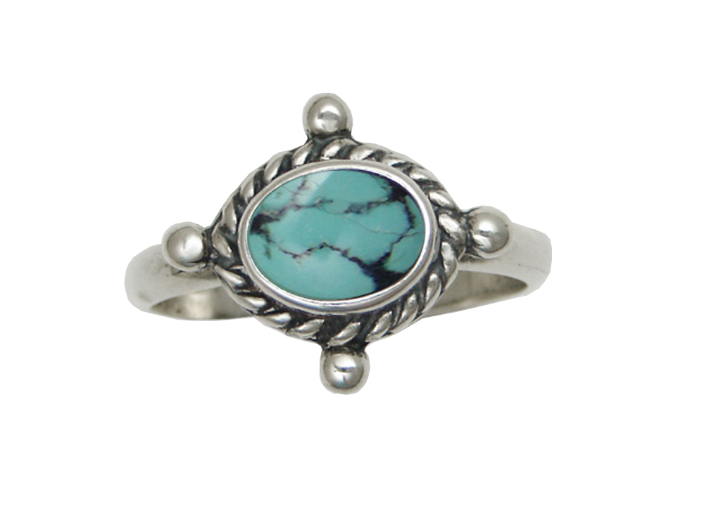 Sterling Silver Gemstone Ring With Chinese Turquoise Size 5